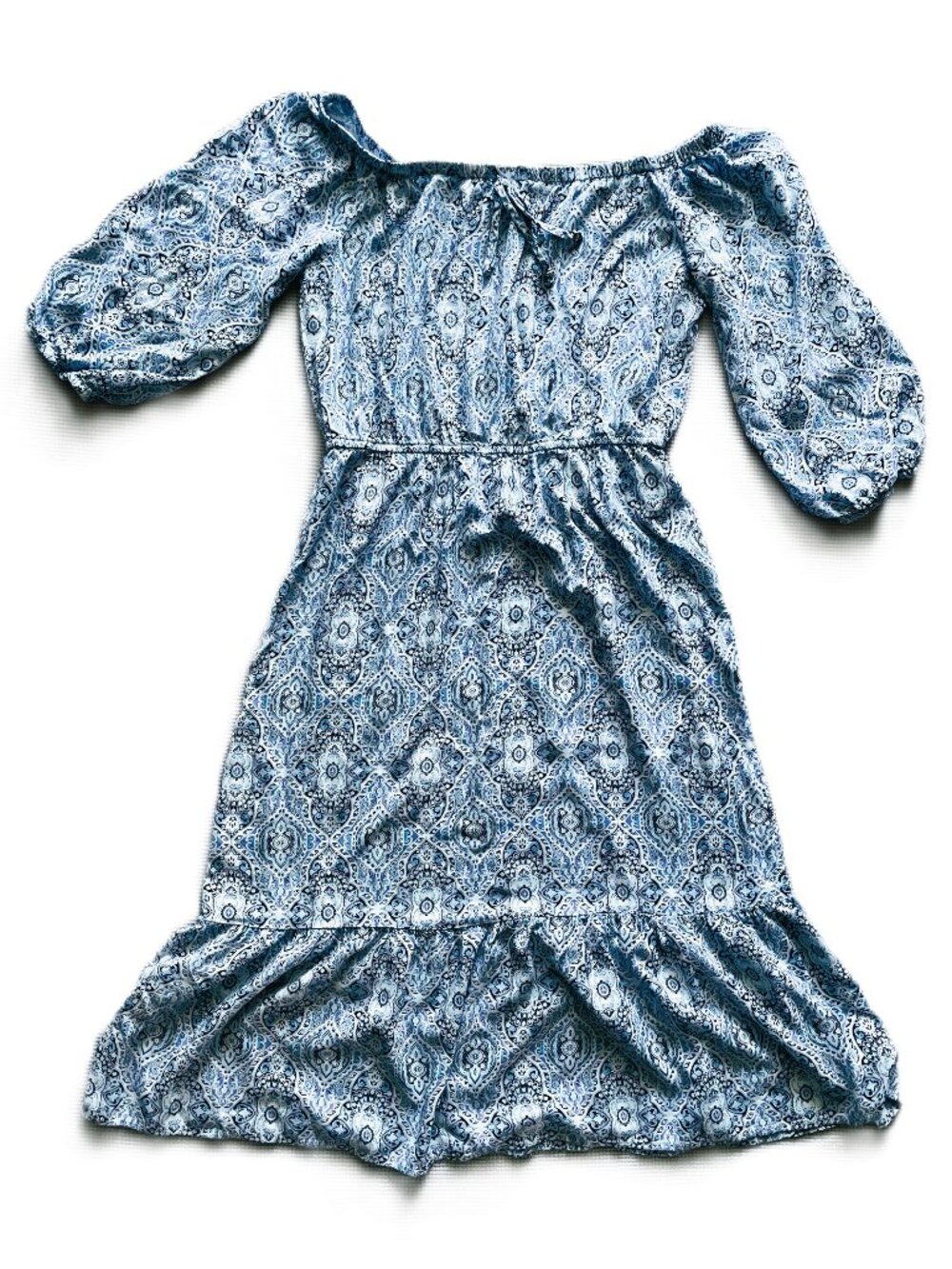 BeBop Blue Rayon Boho - style Peasant - style Dress - Size XL - Pre-Owned